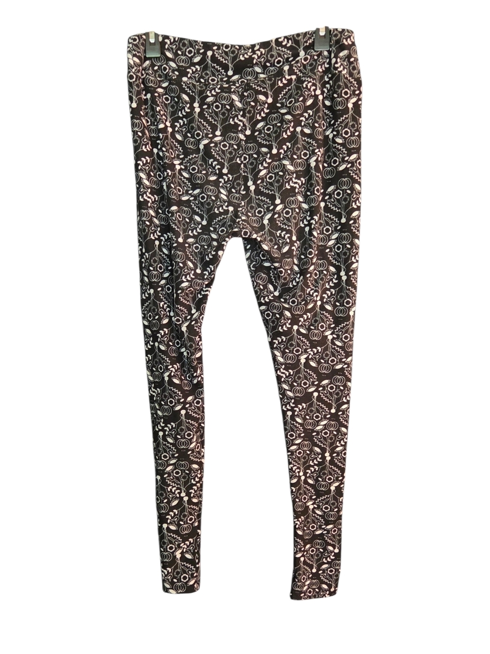 LuLaRoe Black Leggings with White Floral Pattern Inseam 27" ♡